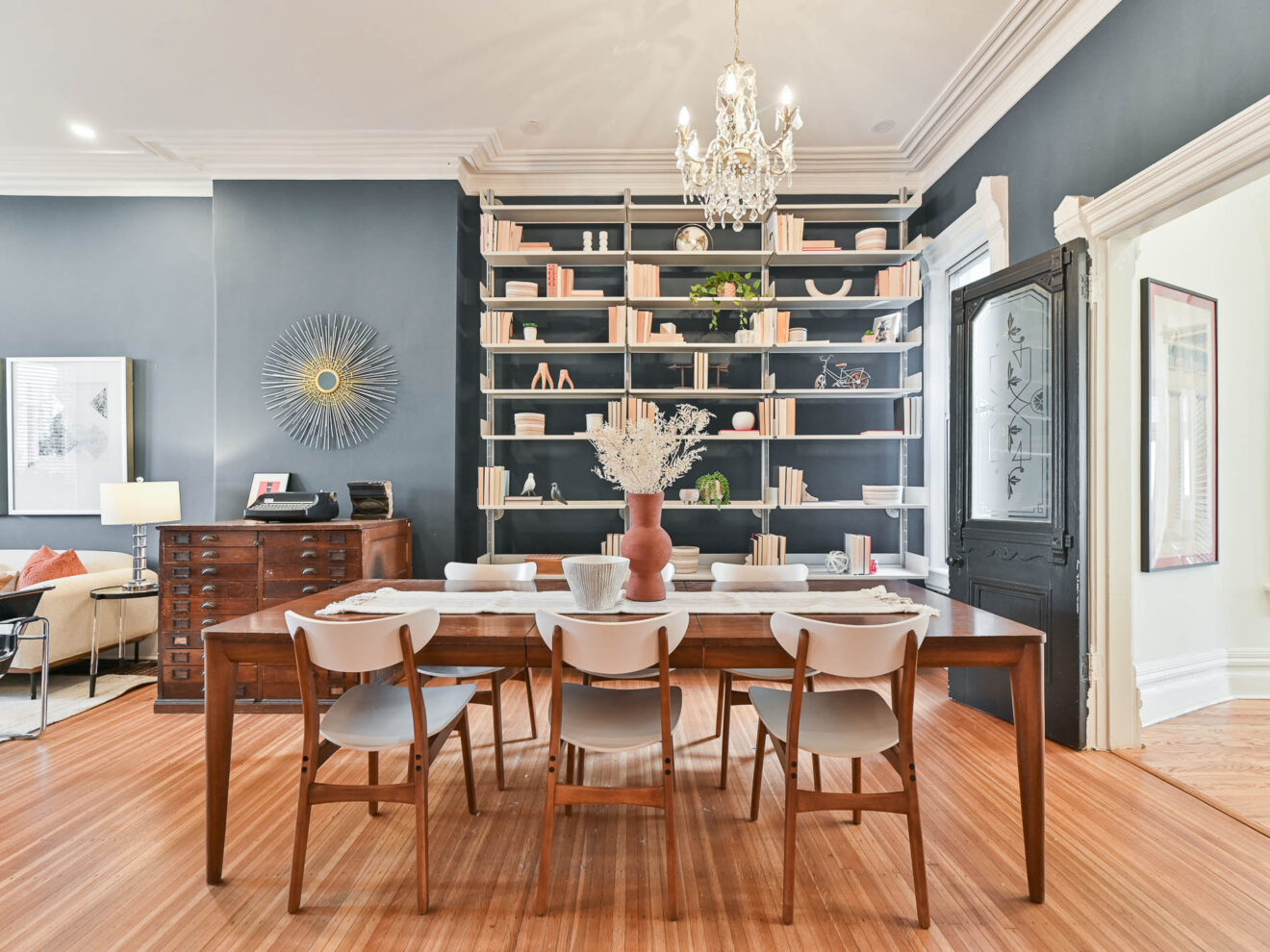Dining Room of 99 Willcocks Street featuring beautiful built-in shelves